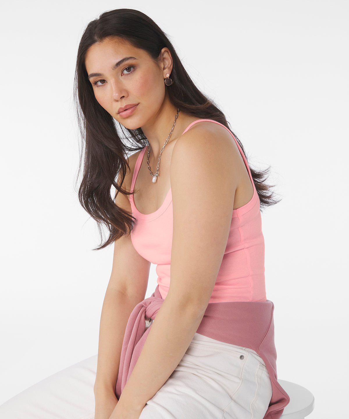 WomenÂs micro rib spaghetti strap tank
