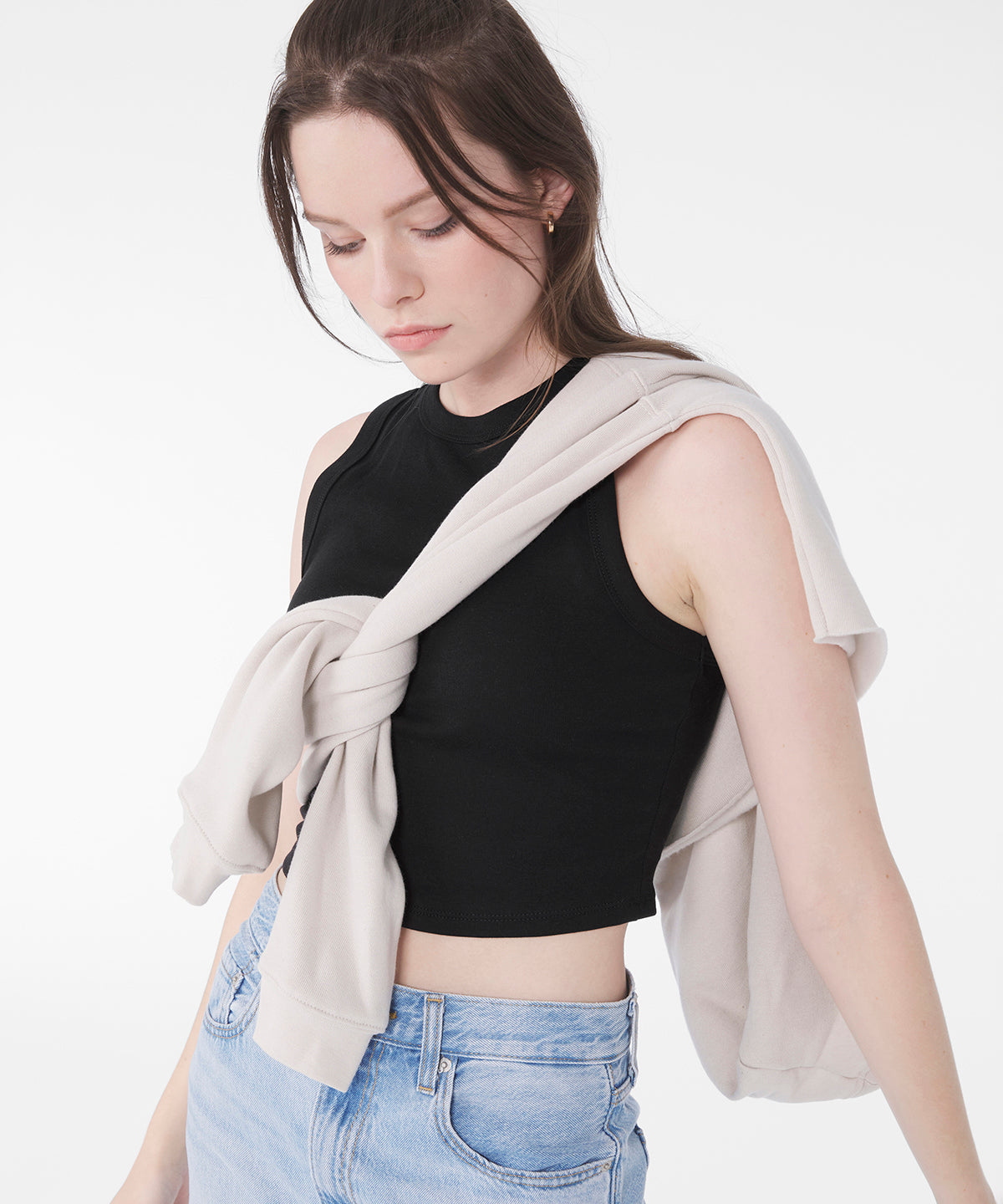 WomenÂs micro rib muscle crop tank