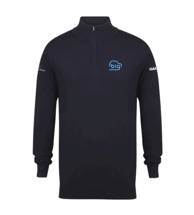 H729 Henbury Zip Neck Jumper - Navy