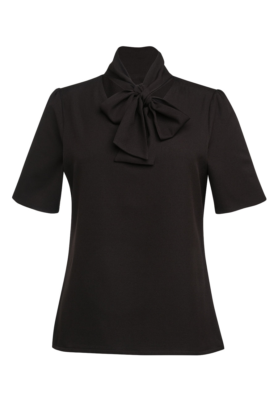 Flavia S/S Tie Neck Blouse
